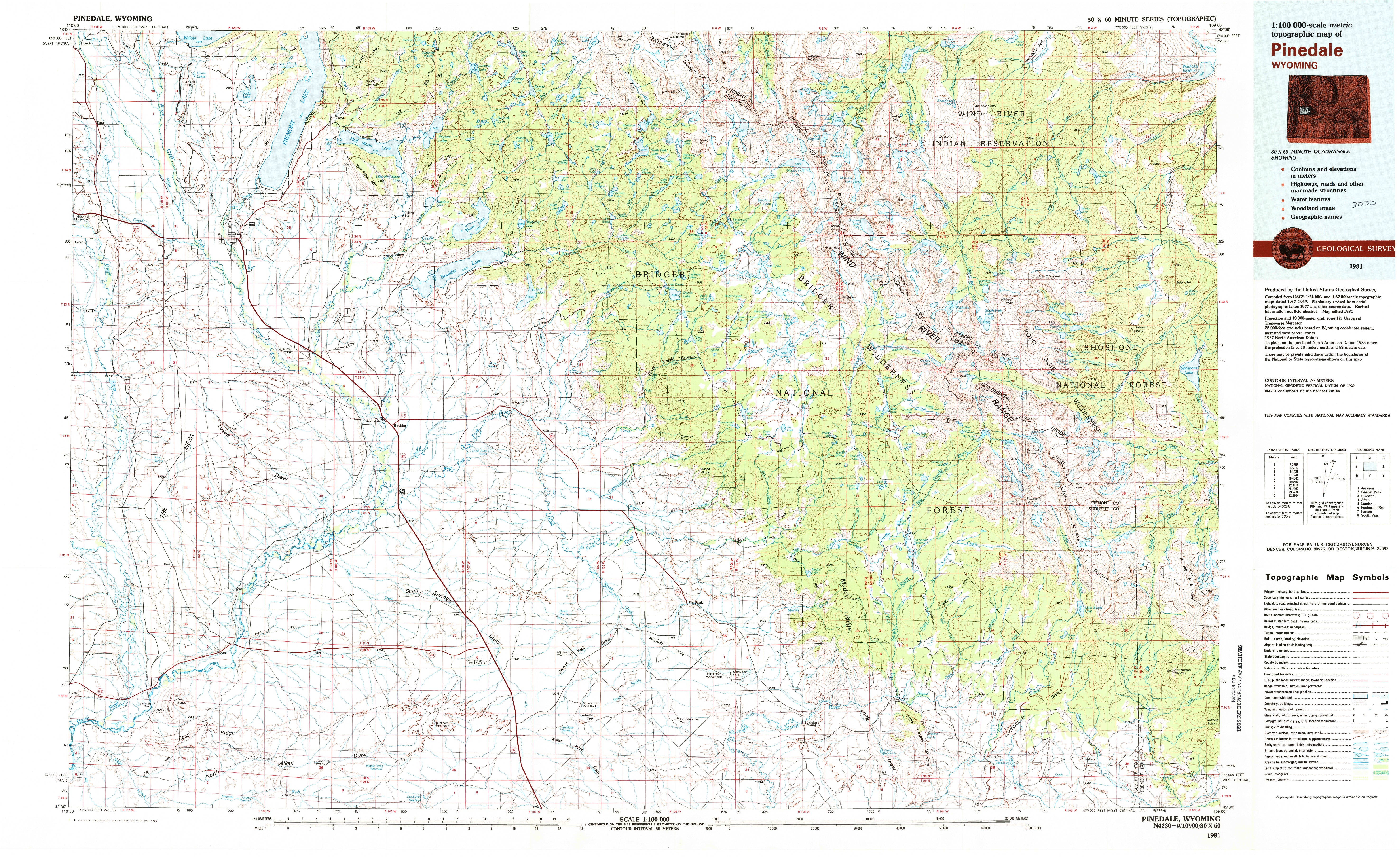 1:100,000 Wyoming Topographic Maps