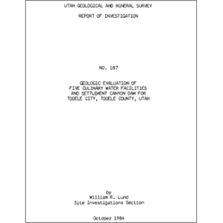 Report of Investigation 187, Report of Investigation-187, RI 187, RI187, lund, william, william r., bill, bill r., w.r., w. r., wr, b.r., b. r., br