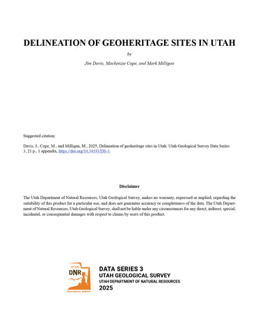Delineation of Geoheritage Sites in Utah (DS-3)