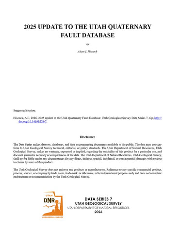 Update to the Utah Quaternary Fault Database (DS-7)