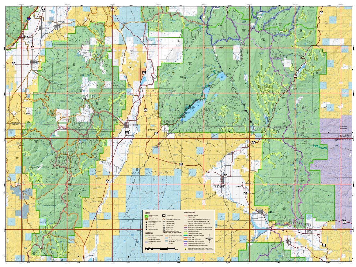 US Forest Service Fillmore Ranger District Travel Map - Monroe and Loa ...