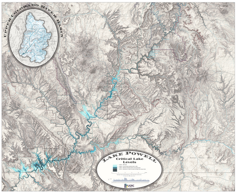 Lake Powell Critical Levels Wall Map