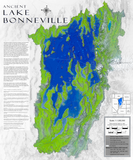 Ancient Lake Bonneville from 18,000 to 16,000 B.P. Wall Map