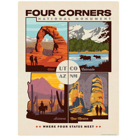 Four Corners Monument UT CO AZ NM Wall Decal