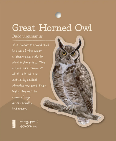 Great Horned Owl Sticker and Bite-Sized Field Guide