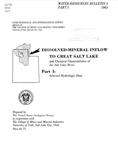 GSL DISSOLVED MINERAL INFLOW (WRB-3 Part I)