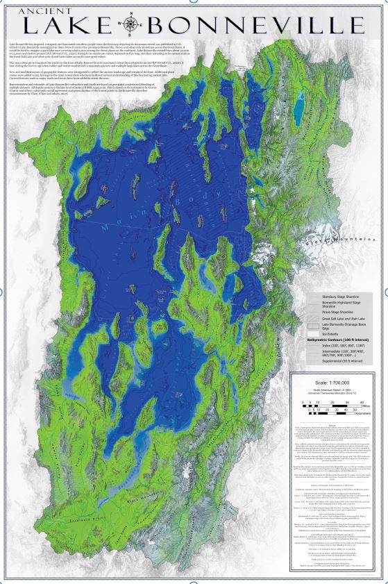 Ancient Lake Bonneville from 18,000 to 16,000 B.P. Wall Map – Natural ...