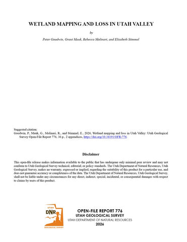 Wetland Mapping and Loss in Utah Valley (OFR-776)
