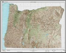 US Geological Survey Oregon Shaded Relief Topograhic Map 1:500,000 Scale
