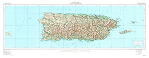 US Geological Survey Puerto Rico Shaded Relief Topographic Map 1:500,000 Scale